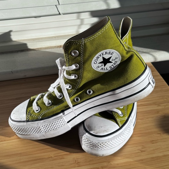 Olive Green Converse All Star High-Top Sneakers - Picture 2 of 9